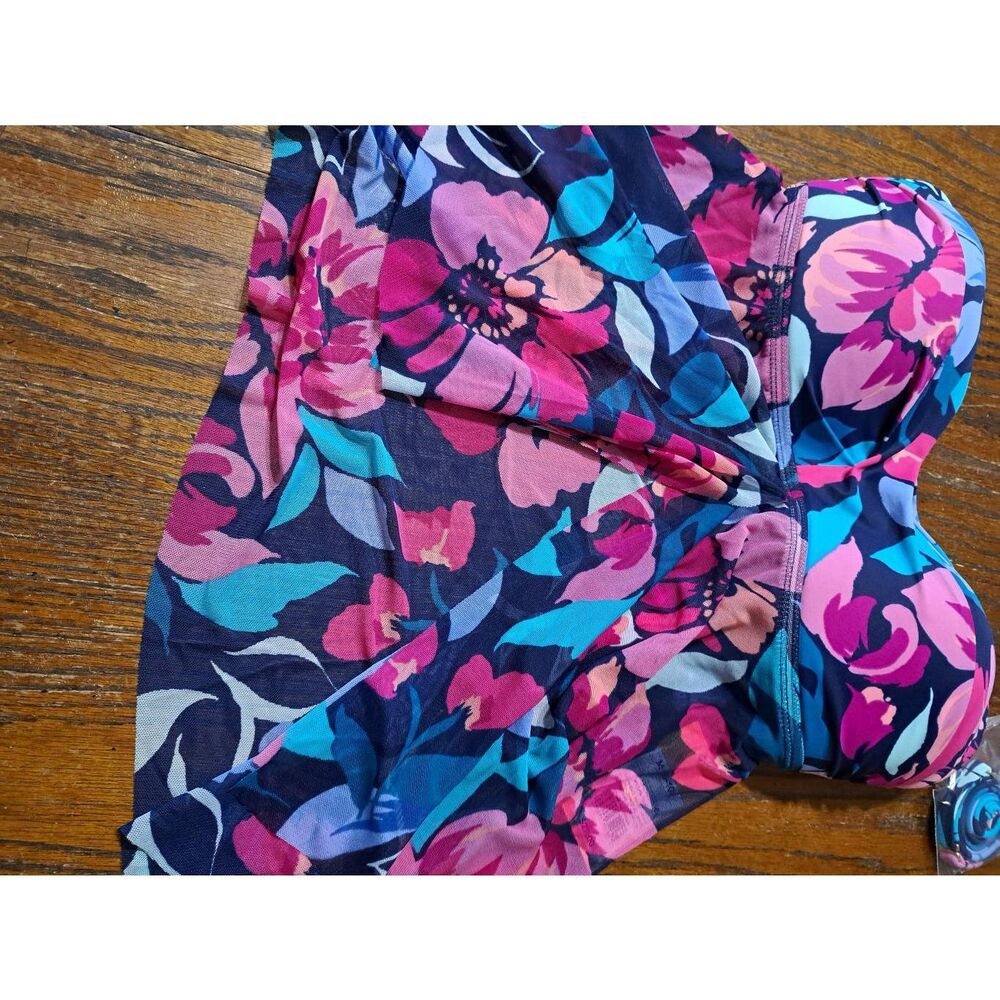 New Medium Size 8 10 Kona Sol Floral Tankini Swimsuit Bathing Suit Top NWT - Picture 5 of 10